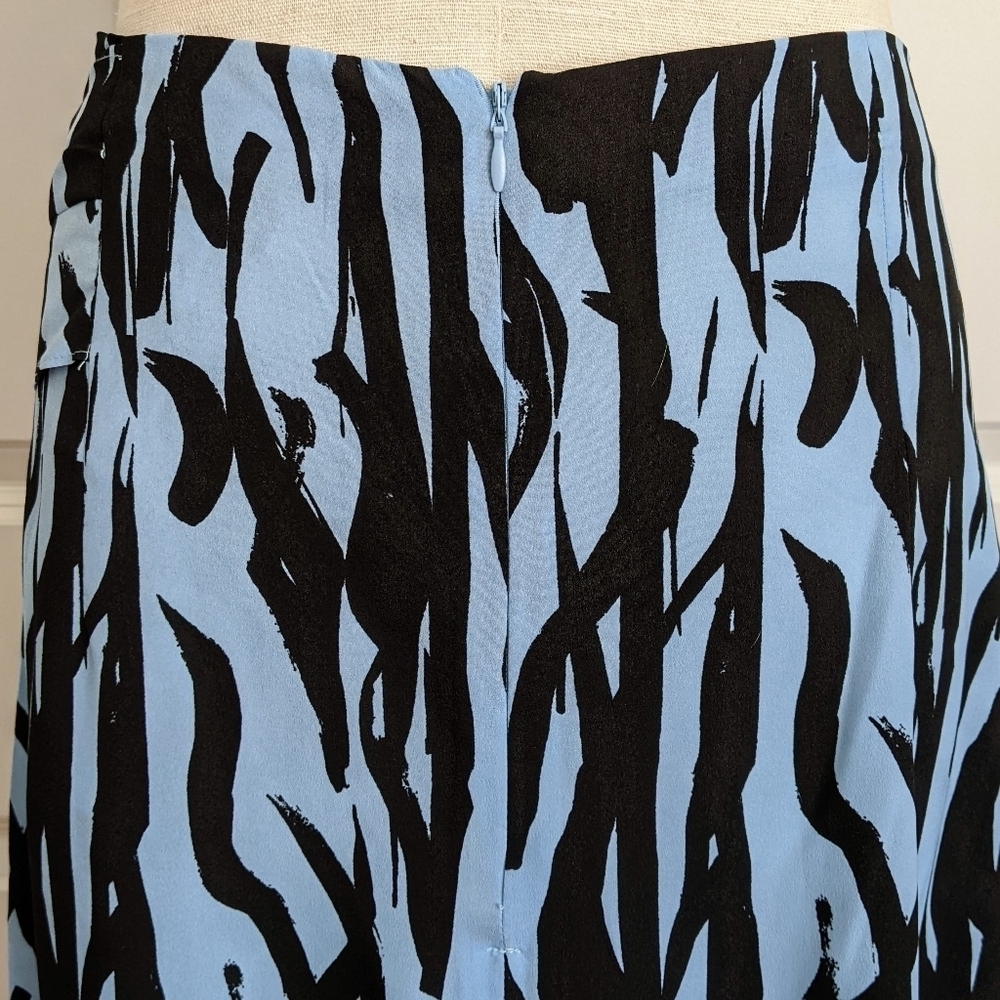 Topshop Skirt Sarong Style Overwrap Asymmetric Hem Zebra Print Blue Black 10 NWT - Picture 9 of 15